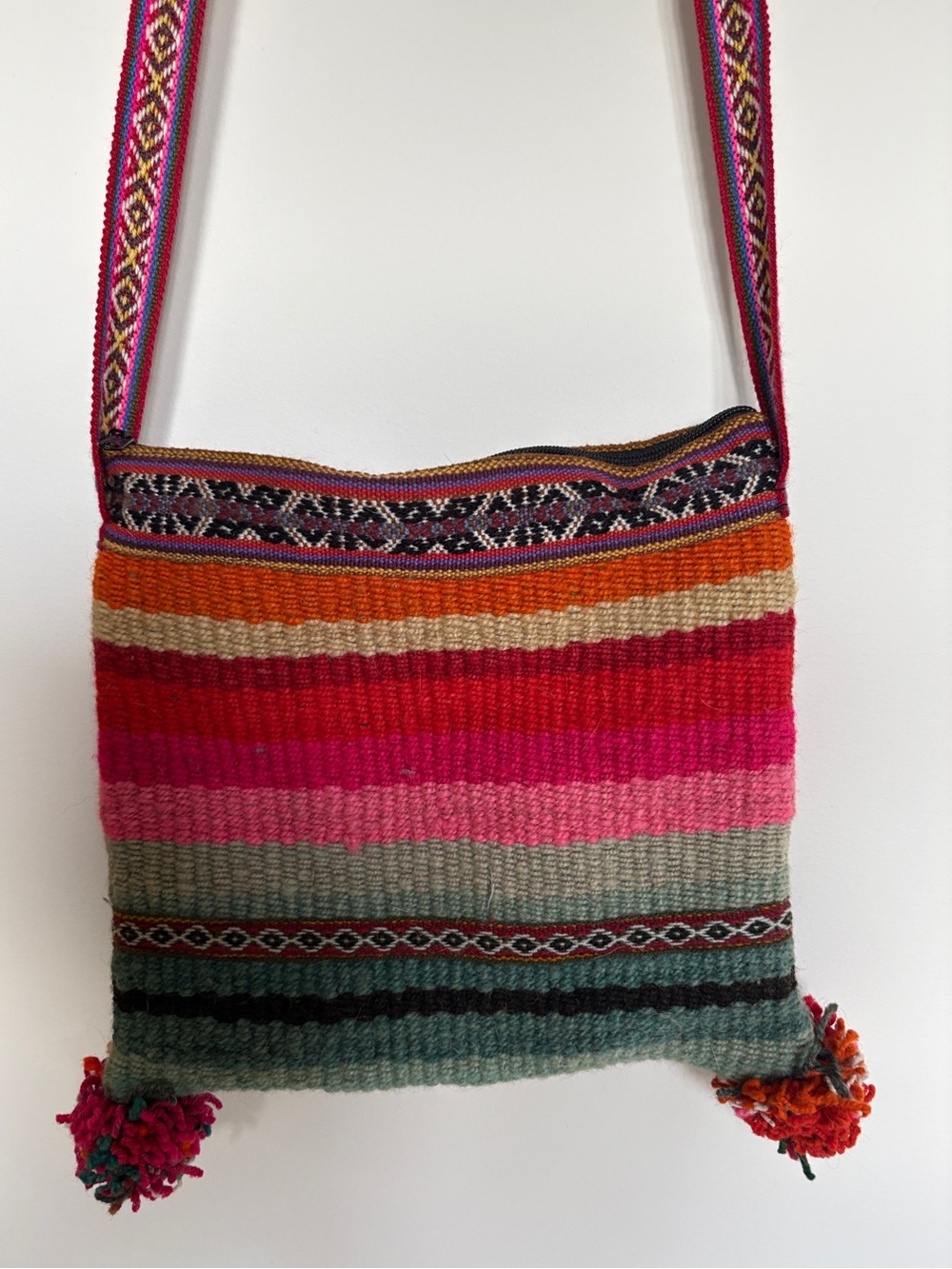 Authentic Peruvian Handwoven Crossbody Bag – Colorful Boho Textile